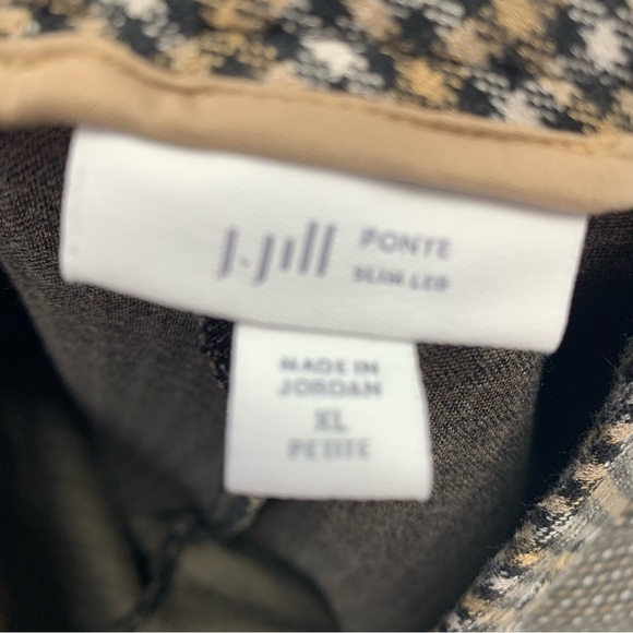 J Jill Pants Woman XL Petite Ponte Slim Leg Pull On Brown Plaid Stretch Pocket - Picture 6 of 11